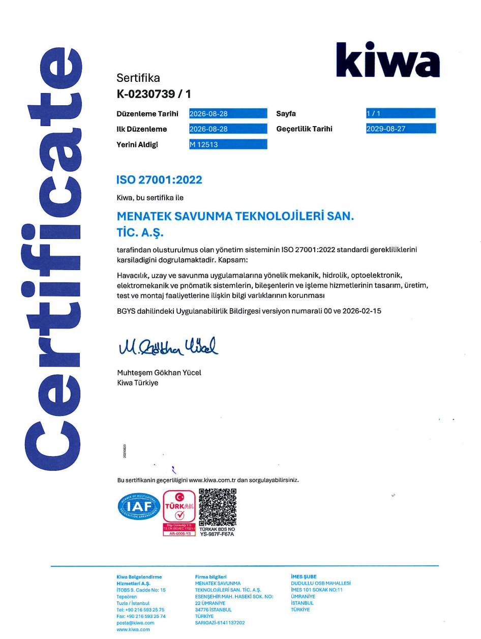 MENATEK, Bilgi Güvenliği Yönetimini ISO/IEC 27001 ile Vizyonunu Geliştirmeye Devam Ediyor